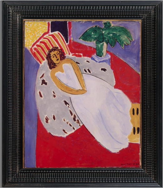 Jeune femme en blanc, fond rouge – Henri Matisse
