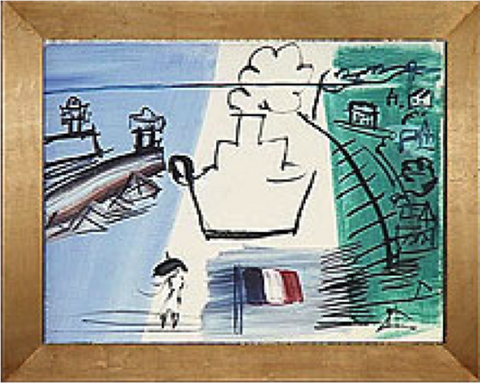 Cargo Ship in White and Flag – Raoul Dufy